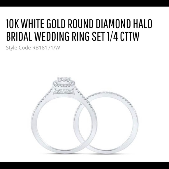 10K SOLID YELLOW OR WHITE GOLD ROUND DIAMOND HALO BRIDAL WEDDING RING SET 1/4CT - Picture 6 of 8